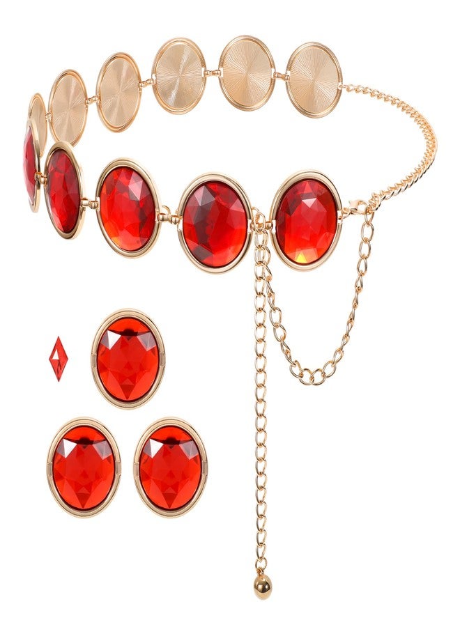 TRIWORKS Red Gem Waist Belt Anime Cosplay Stone Chain Belt Halloween Cosplay Red Chain Belt - Image 1